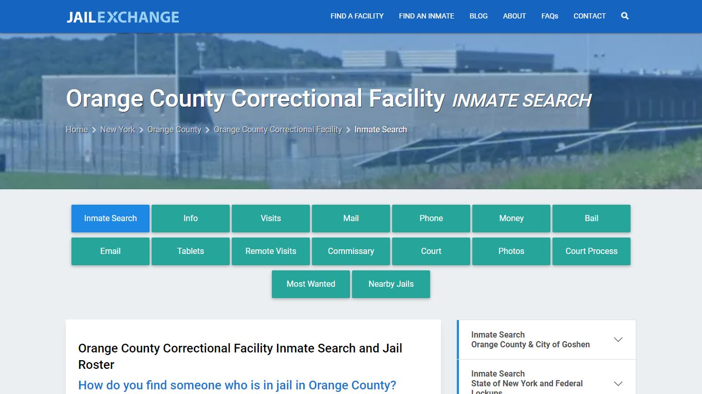 Orange County Correctional Facility Inmate Search - Jail Exchange